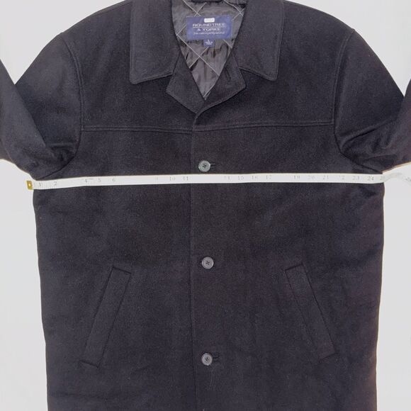 Roundtree & Yorke Men's Wool Overcoat Jacket Collared Button Front Coat Black L - Picture 8 of 15